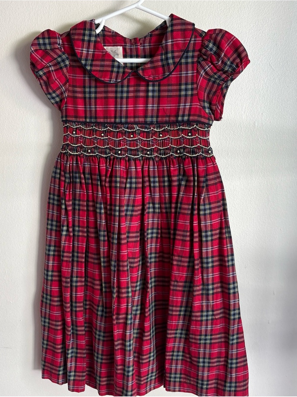 Laura Ashley Red Tartan Smocked Peter Pan Dress